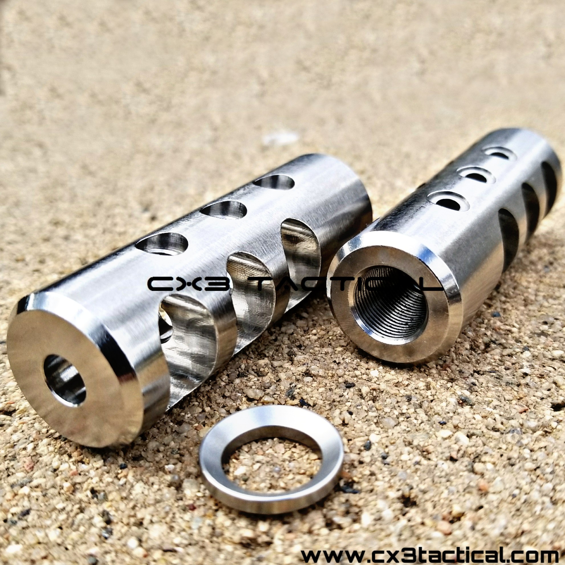 Stainless Steel Tactical .223 308 Muzzle Brake Low Concussion with Crush Washer 