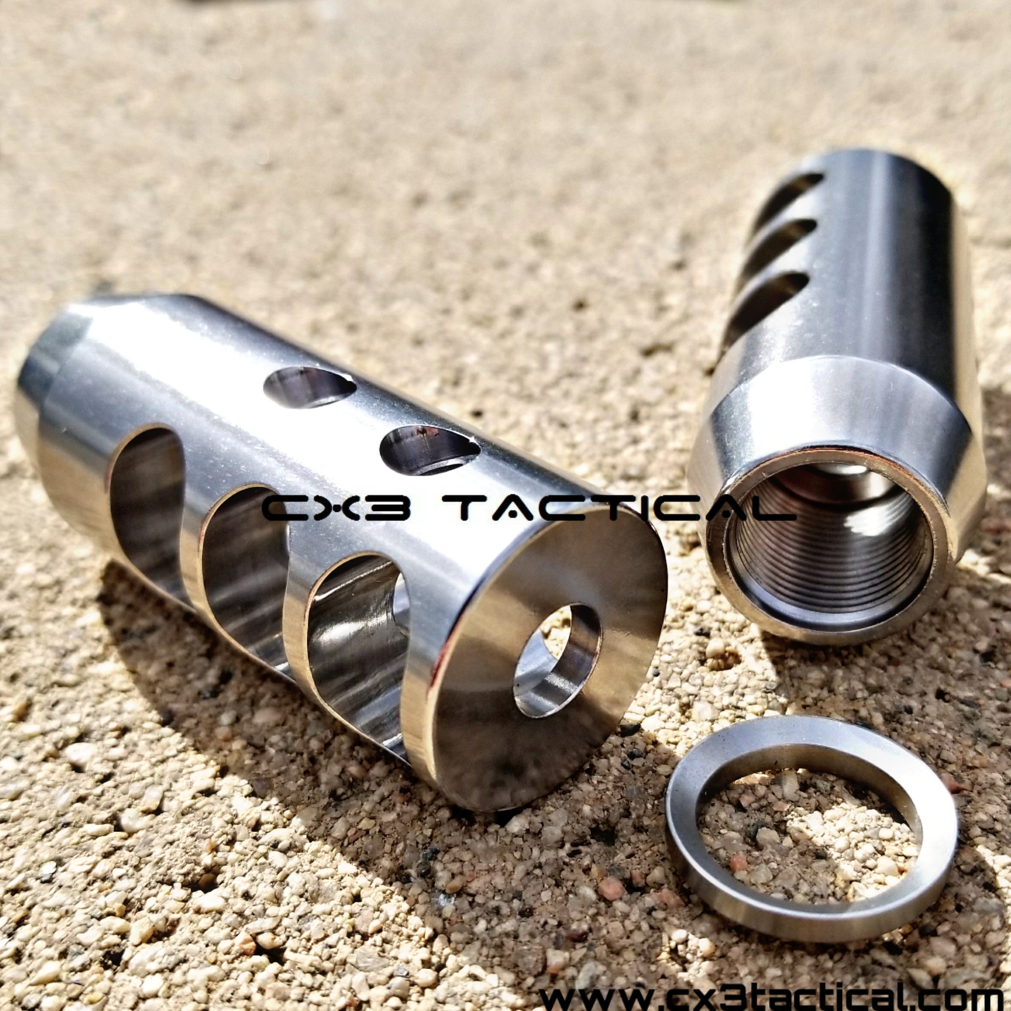 .308/7.62MM Stainless Muzzle Brake 5/8x24 TPI Compensator 762Comp W/ Washer+Nut 