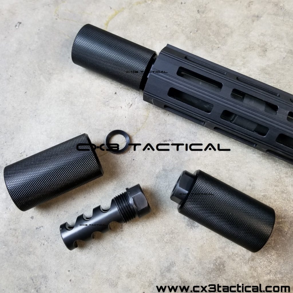 .223 5.56 2 Piece Muzzle Brake Compensator Comp 1/2-28 13/16-16 Knurled ...