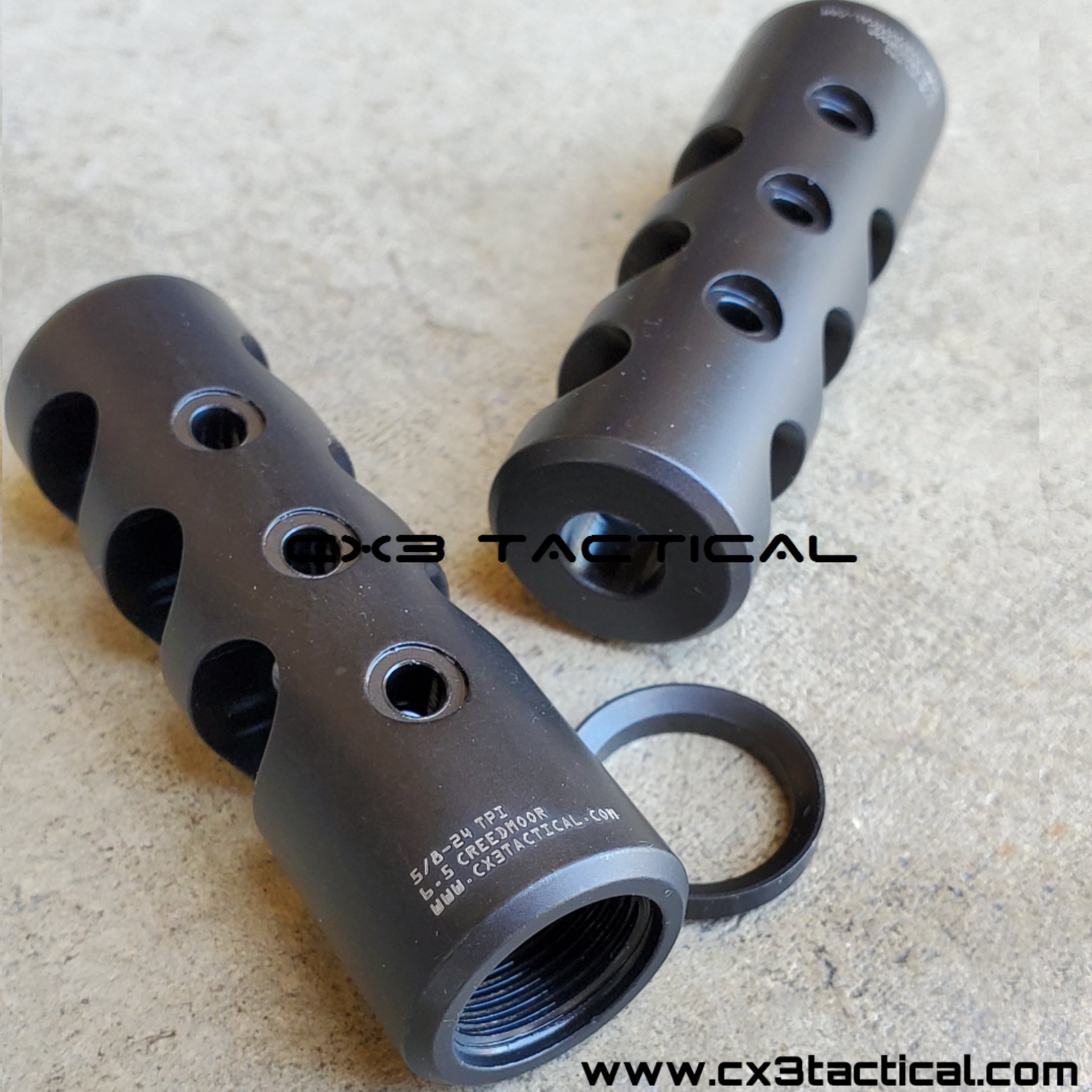 6.5 Grendel Tanker Style Competition Muzzle Brake 9/16x24 TPI Threaded W Washer 