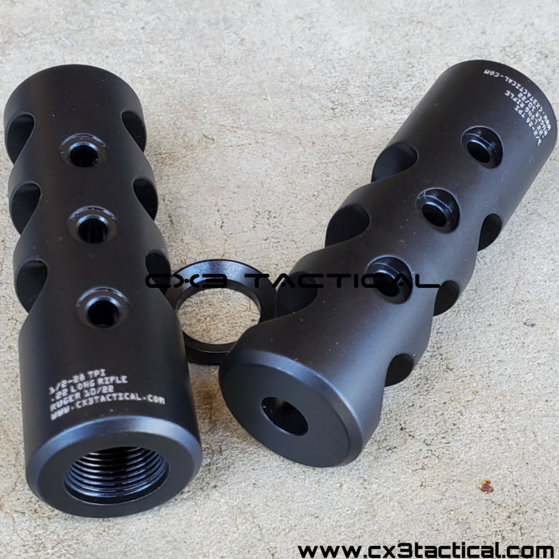 Ruger 1022 Low Concussion Muzzle Brake Compensator 1/2x28 TPI W Slip On Adapter 