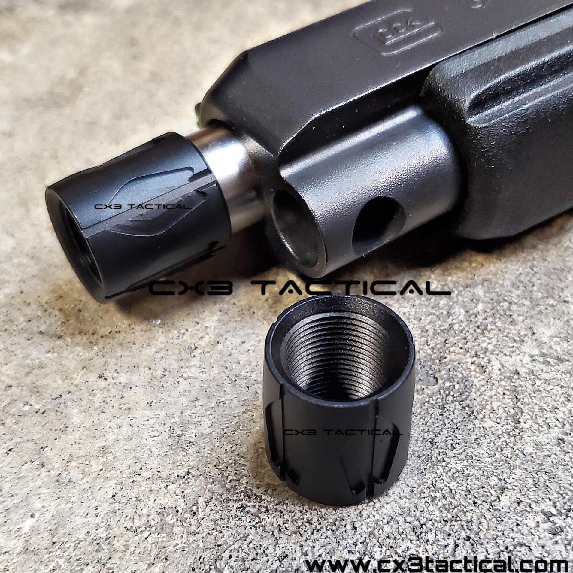 9mm 1/2x28 Muzzle Brake Compensator Thread On Silver Aluminum For Glock Pistol 